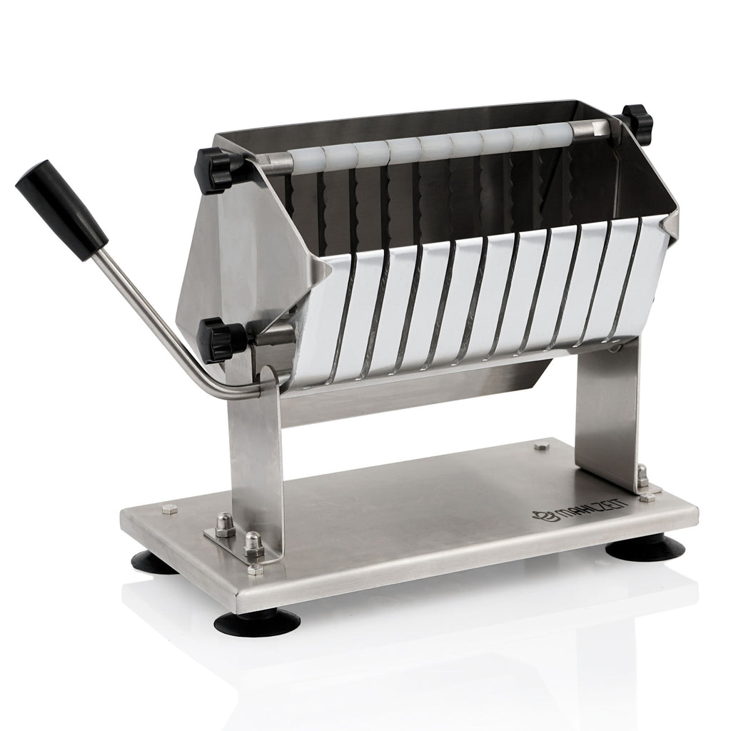 Currywurst cutter, stainless steel, for 18 mm slices, including 10 sharp blades