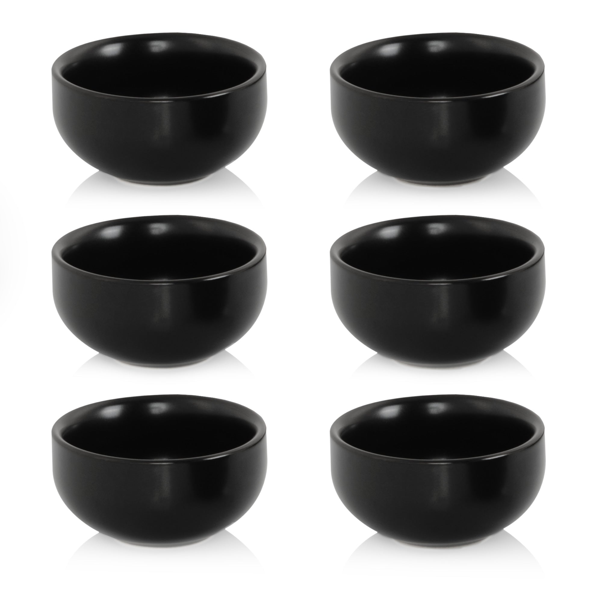 Bols à trempette en céramique, lot de 6, noirs, ronds, Ø 6 cm