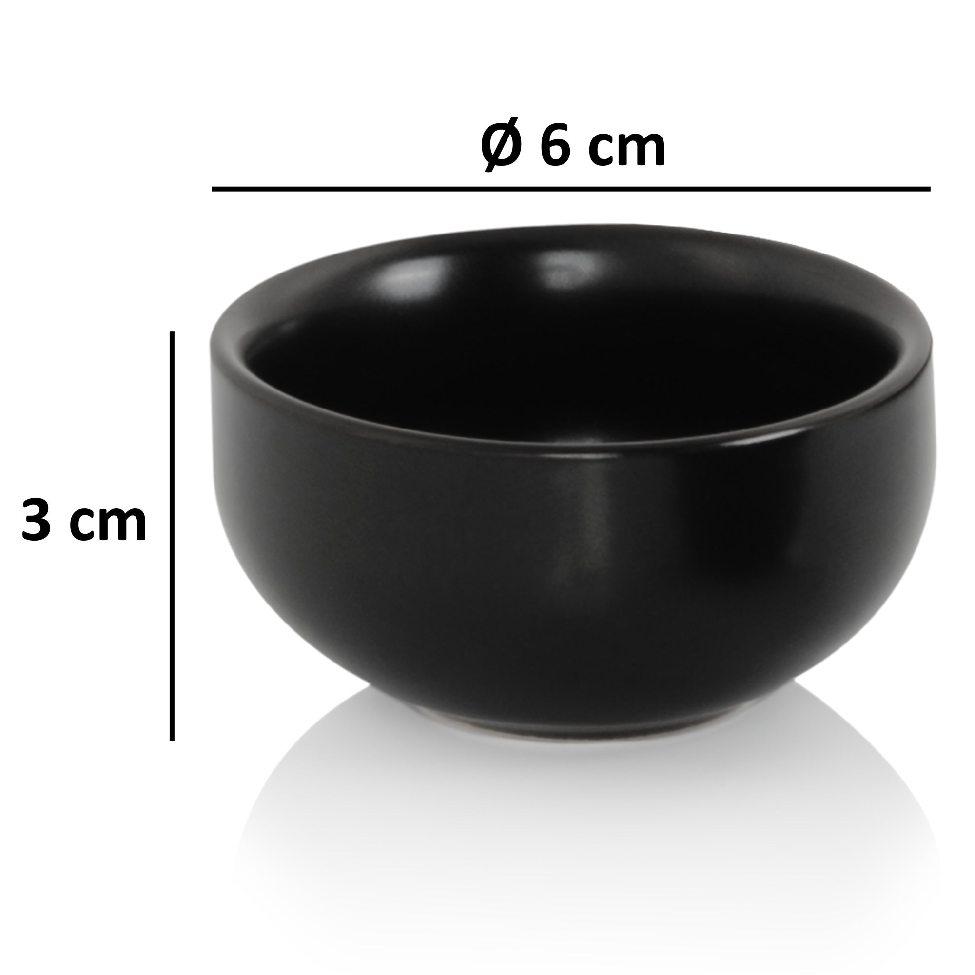 Bols à trempette en céramique, lot de 6, noirs, ronds, Ø 6 cm
