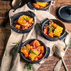 Serving pots, set of 6, Ø 11 cm, cast iron