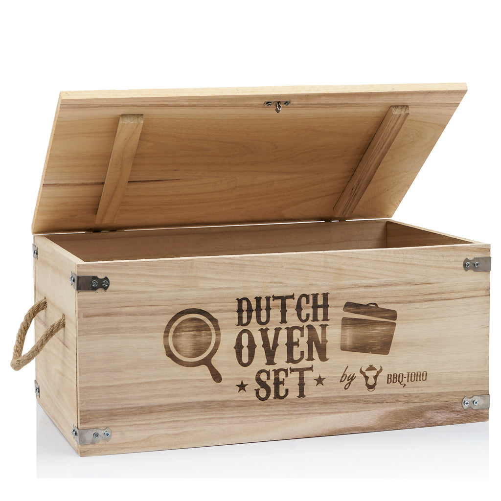 Dutch Oven, 10-piece set, cast iron, including wooden box