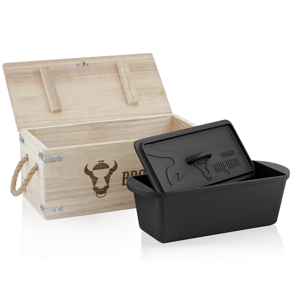 Dutch Oven Backtopf, Gusseisen, inkl. Holzkiste