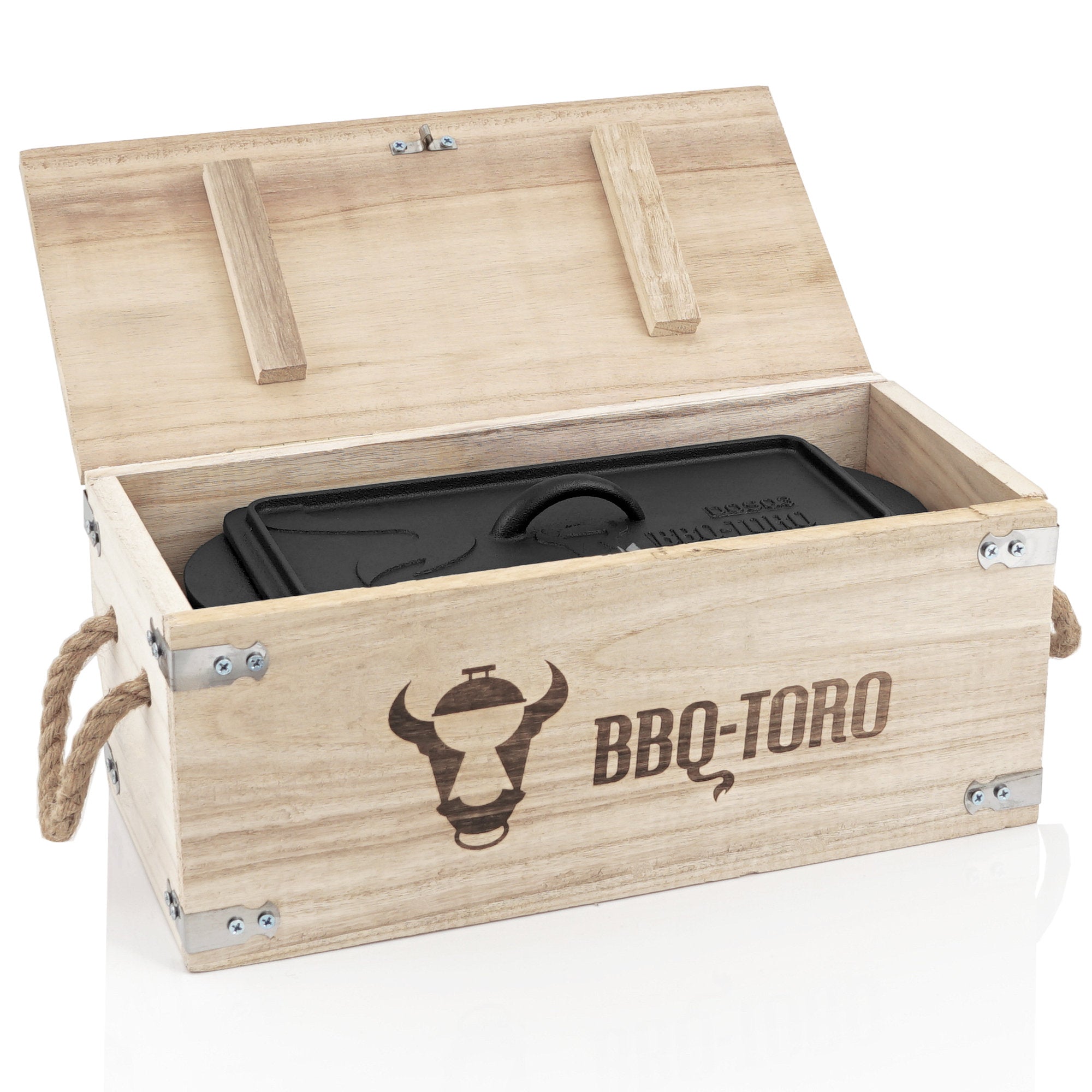 Dutch Oven Backtopf, Gusseisen, inkl. Holzkiste