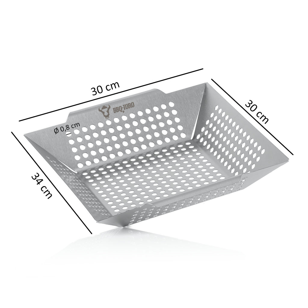 Panier à griller, acier inoxydable, 30 x 30 x 5,5 cm