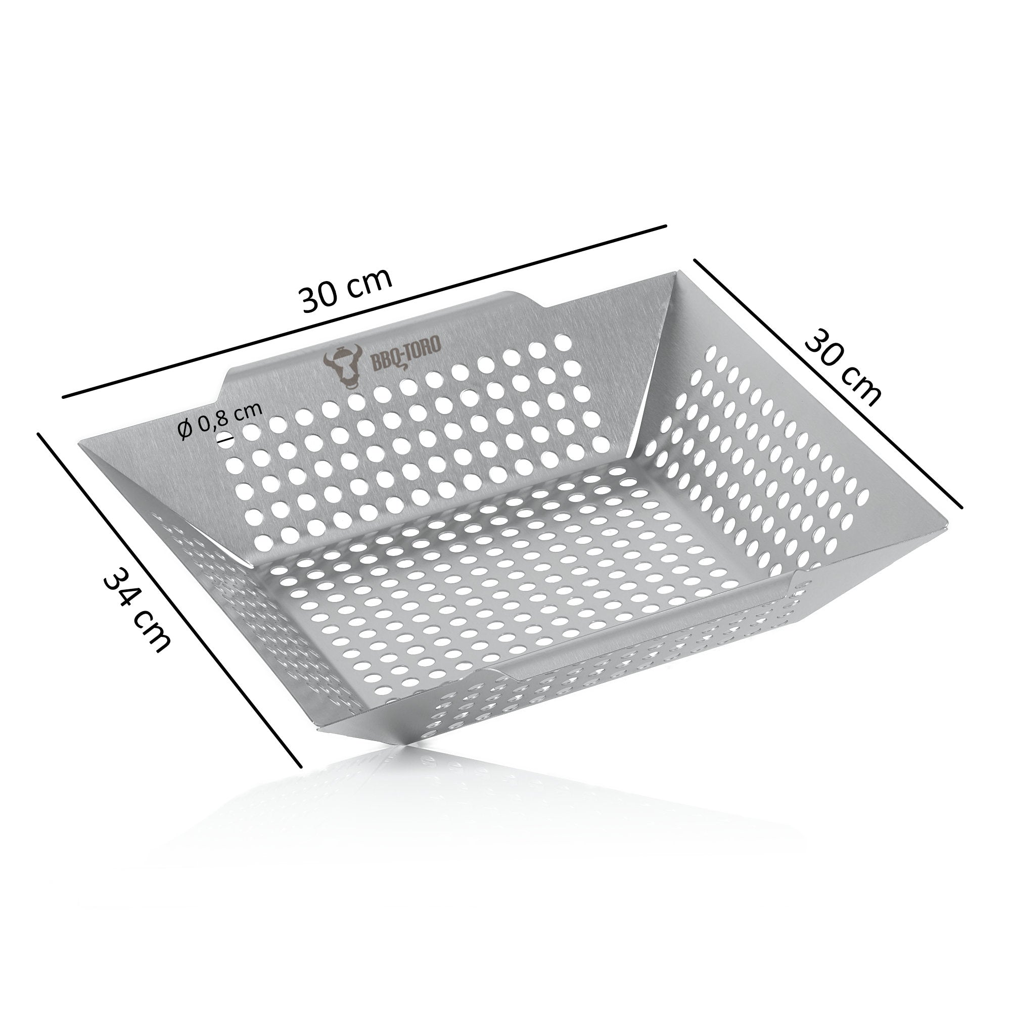 Panier à griller, acier inoxydable, 30 x 30 x 5,5 cm