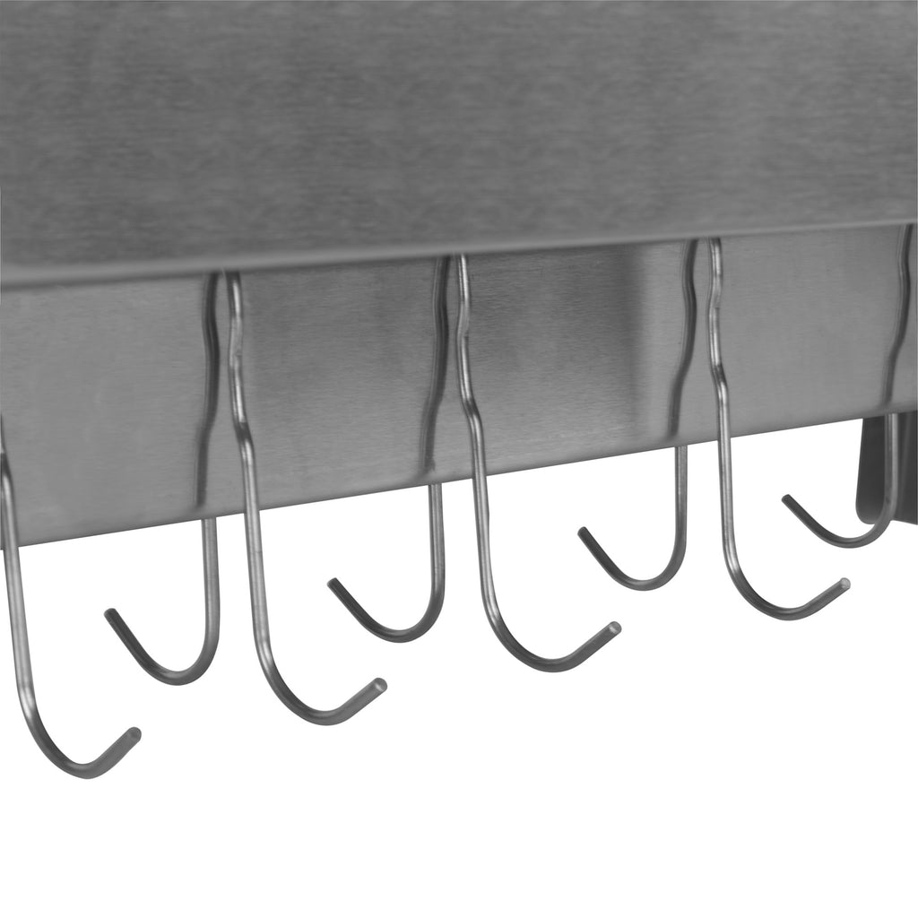 Wall shelf for restaurants, stainless steel, foldable, including hook strip