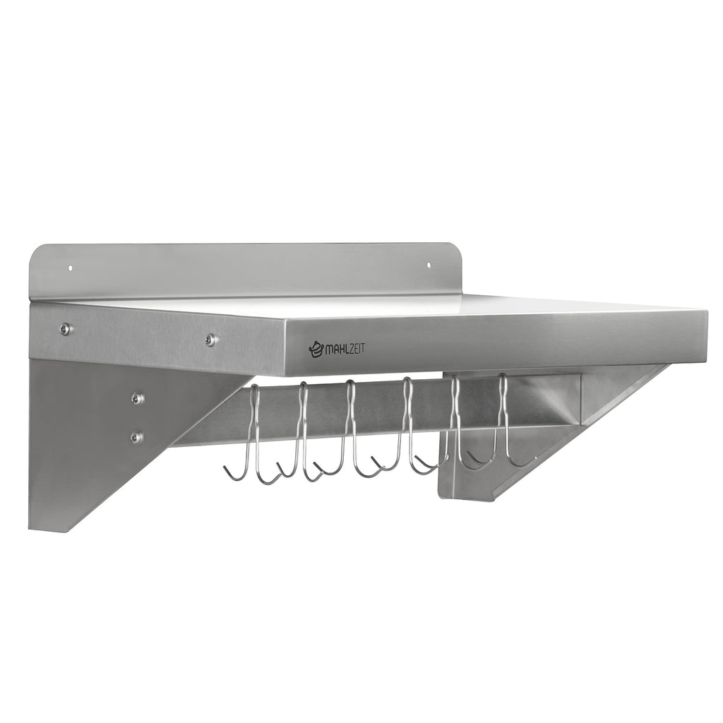 Wall shelf for restaurants, stainless steel, foldable, including hook strip