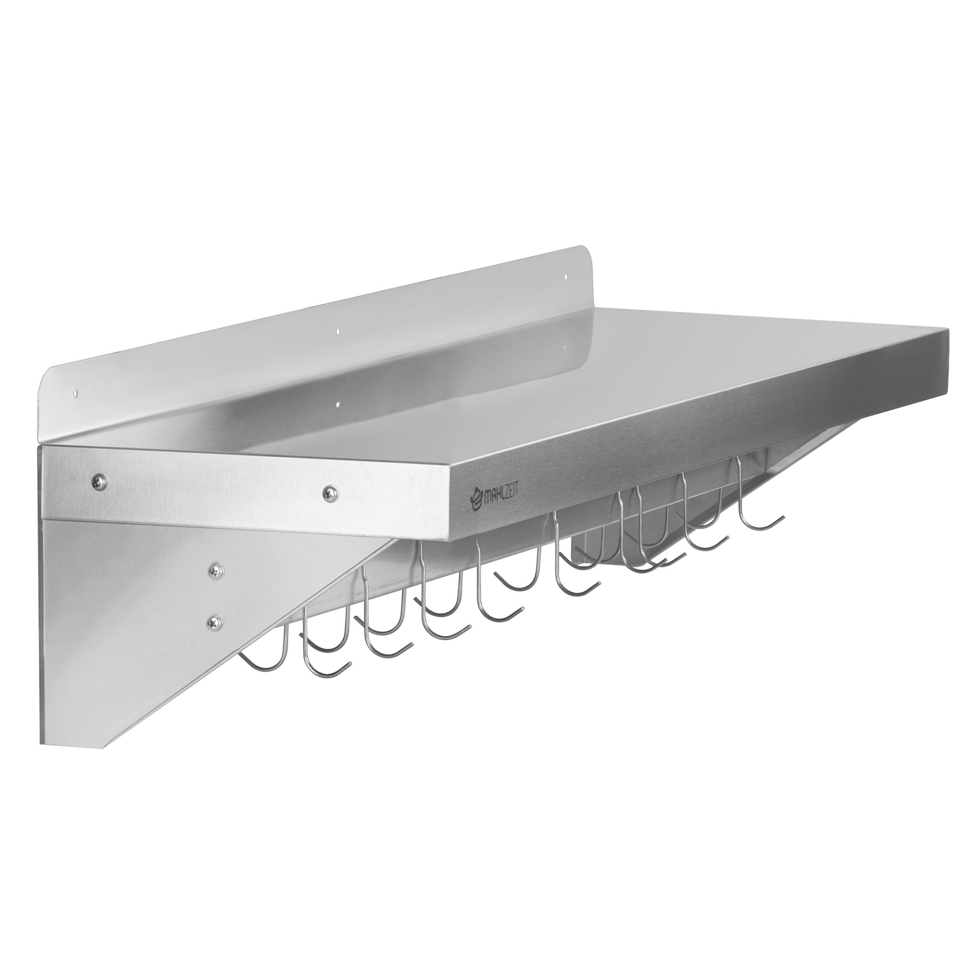 Wall shelf for restaurants, stainless steel, foldable, including hook strip