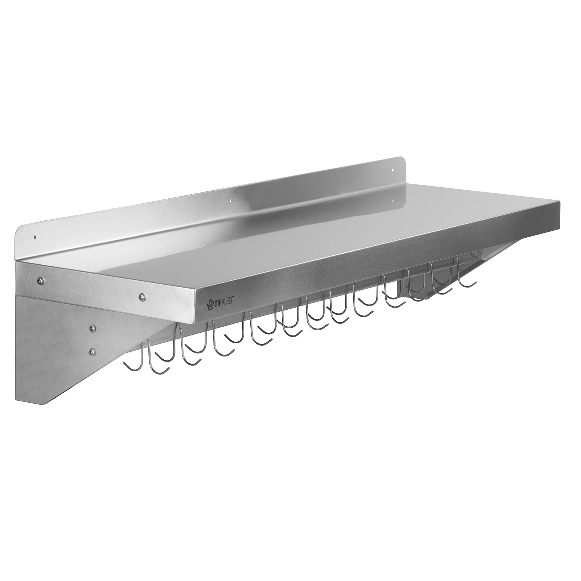 Wall shelf for restaurants, stainless steel, foldable, including hook strip