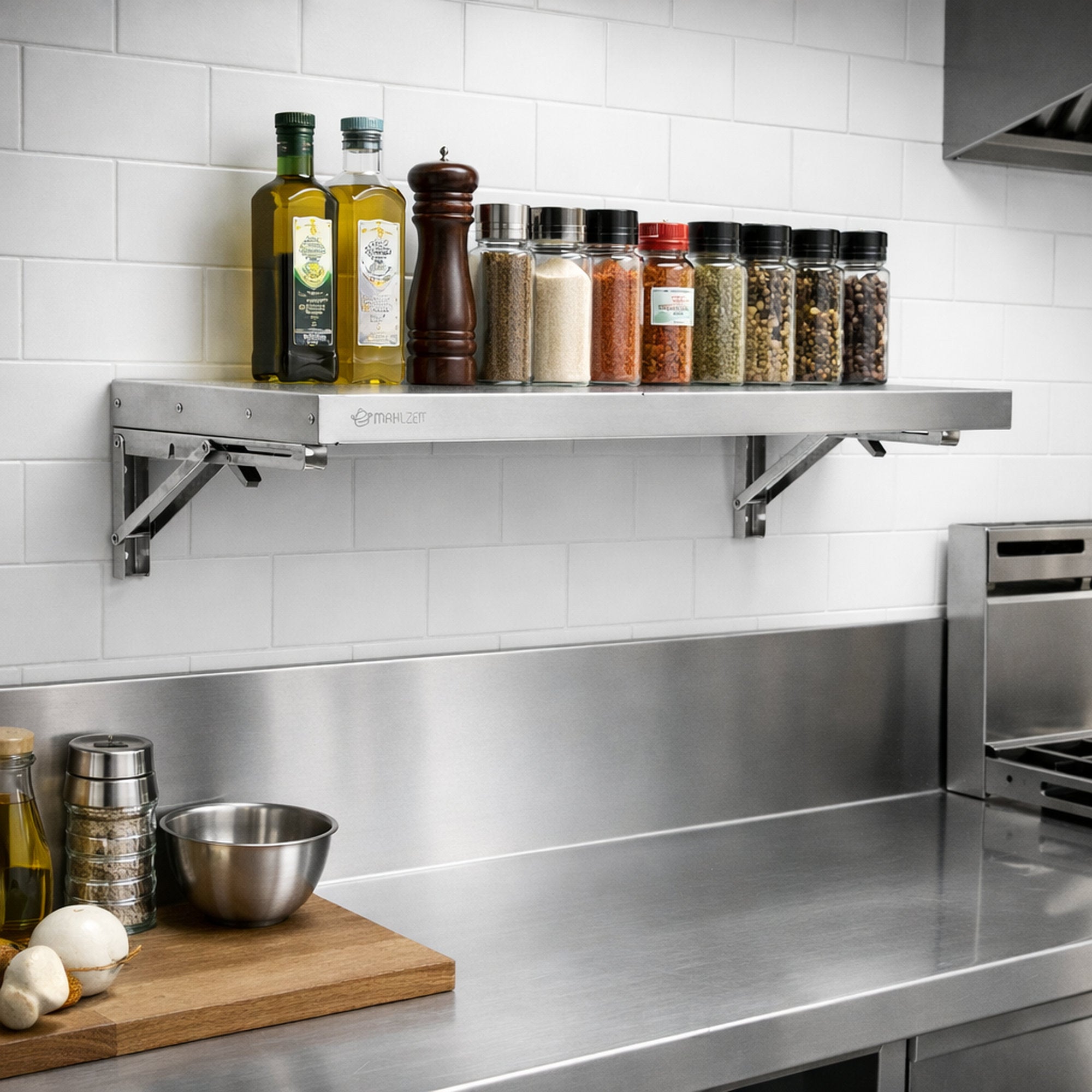 Wandregal Gastro, Edelstahl, klappbar