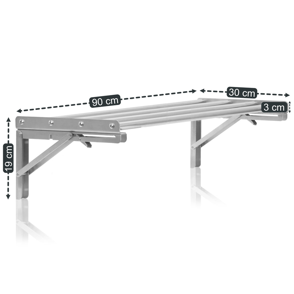 Wandregal, Stangendesign, Edelstahl, klappbar