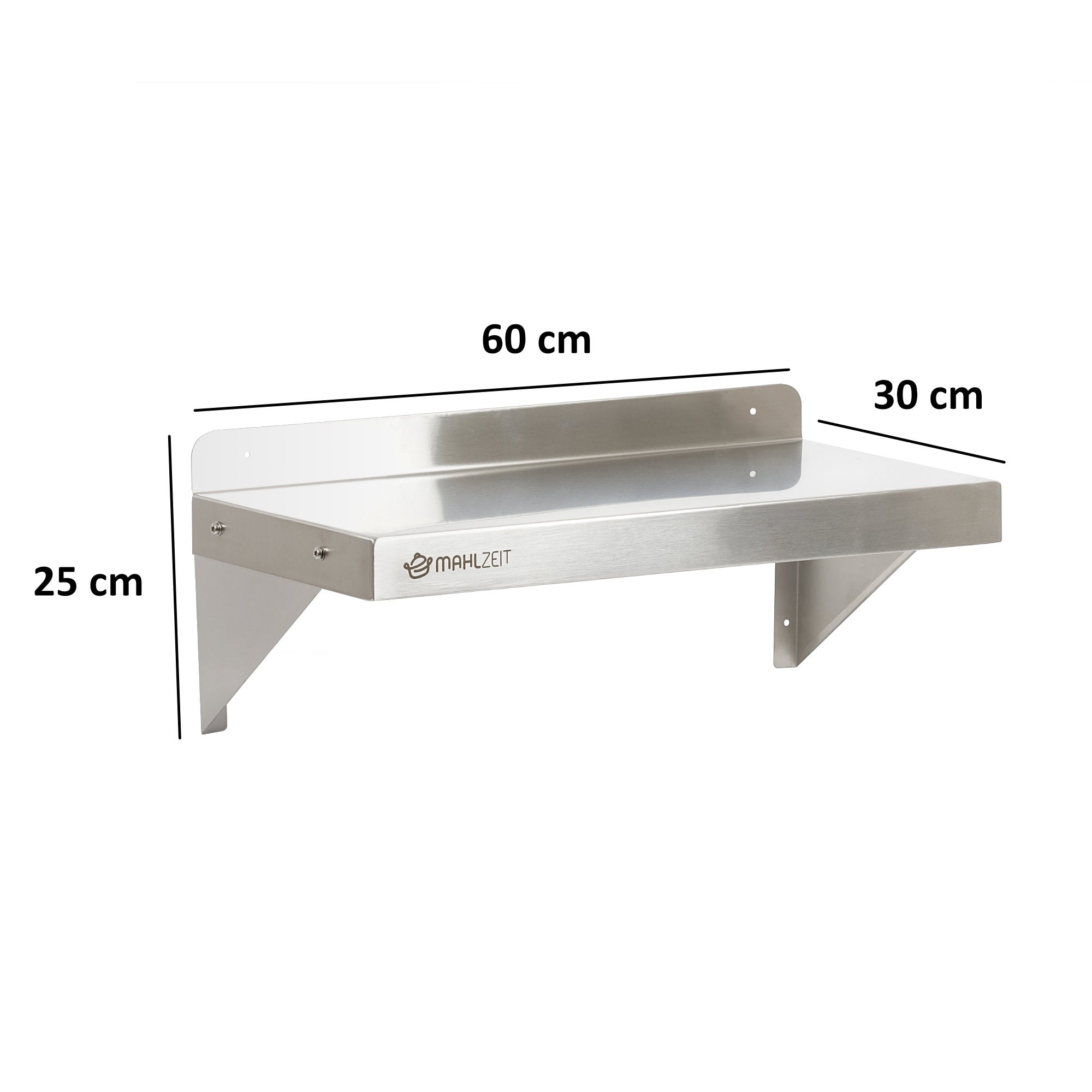 Wall shelf for commercial use, stainless steel, load capacity up to 50 kg