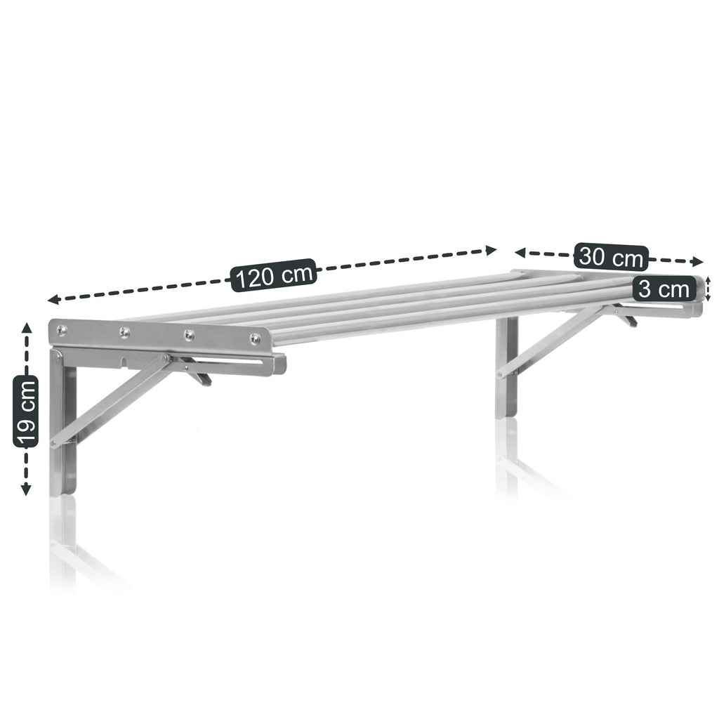 Wandregal, Stangendesign, Edelstahl, klappbar