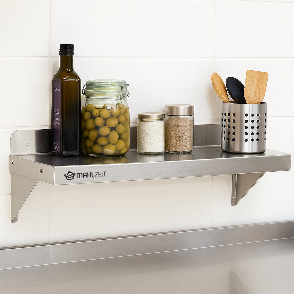 Wall shelf for commercial use, stainless steel, load capacity up to 50 kg
