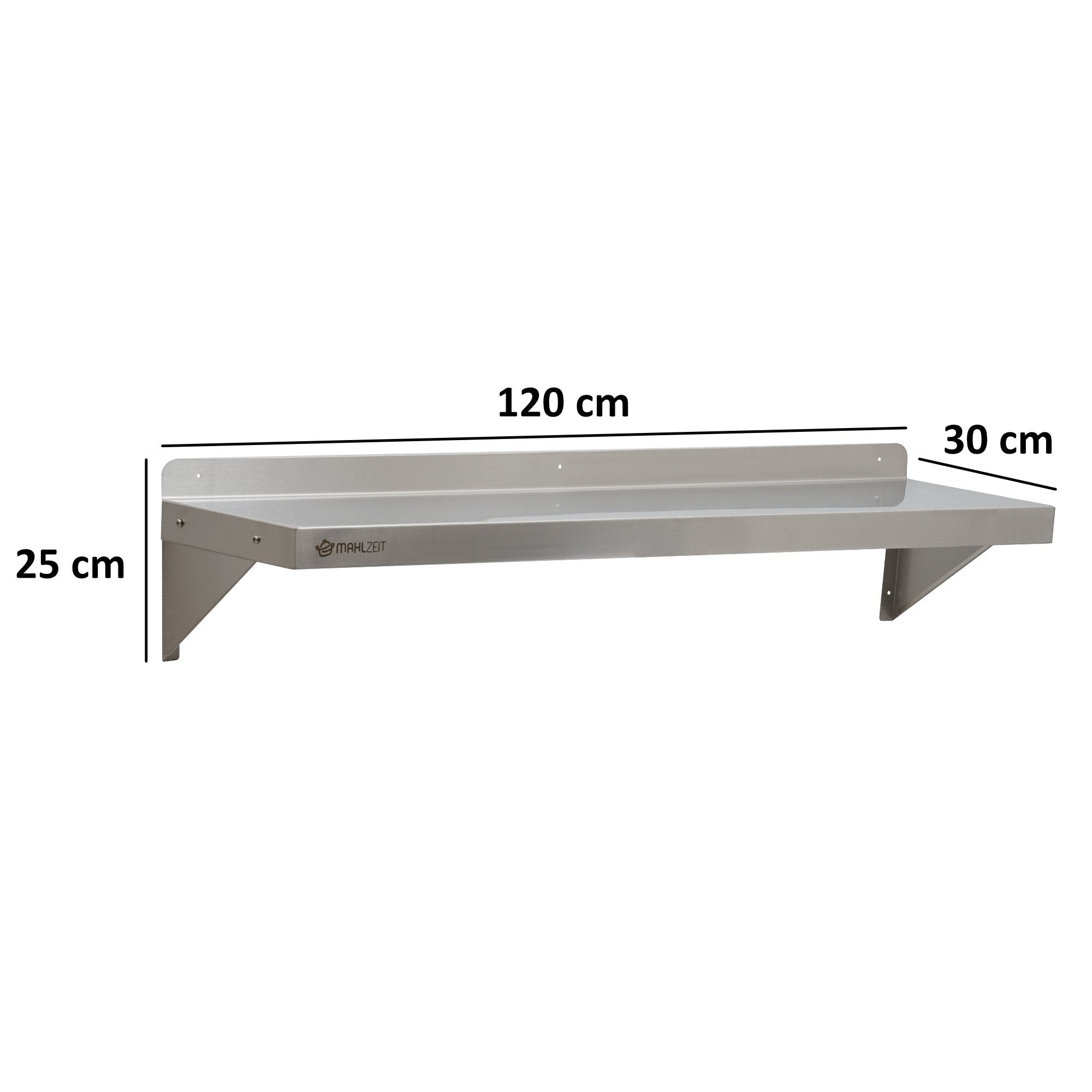 Wall shelf for commercial use, stainless steel, load capacity up to 50 kg