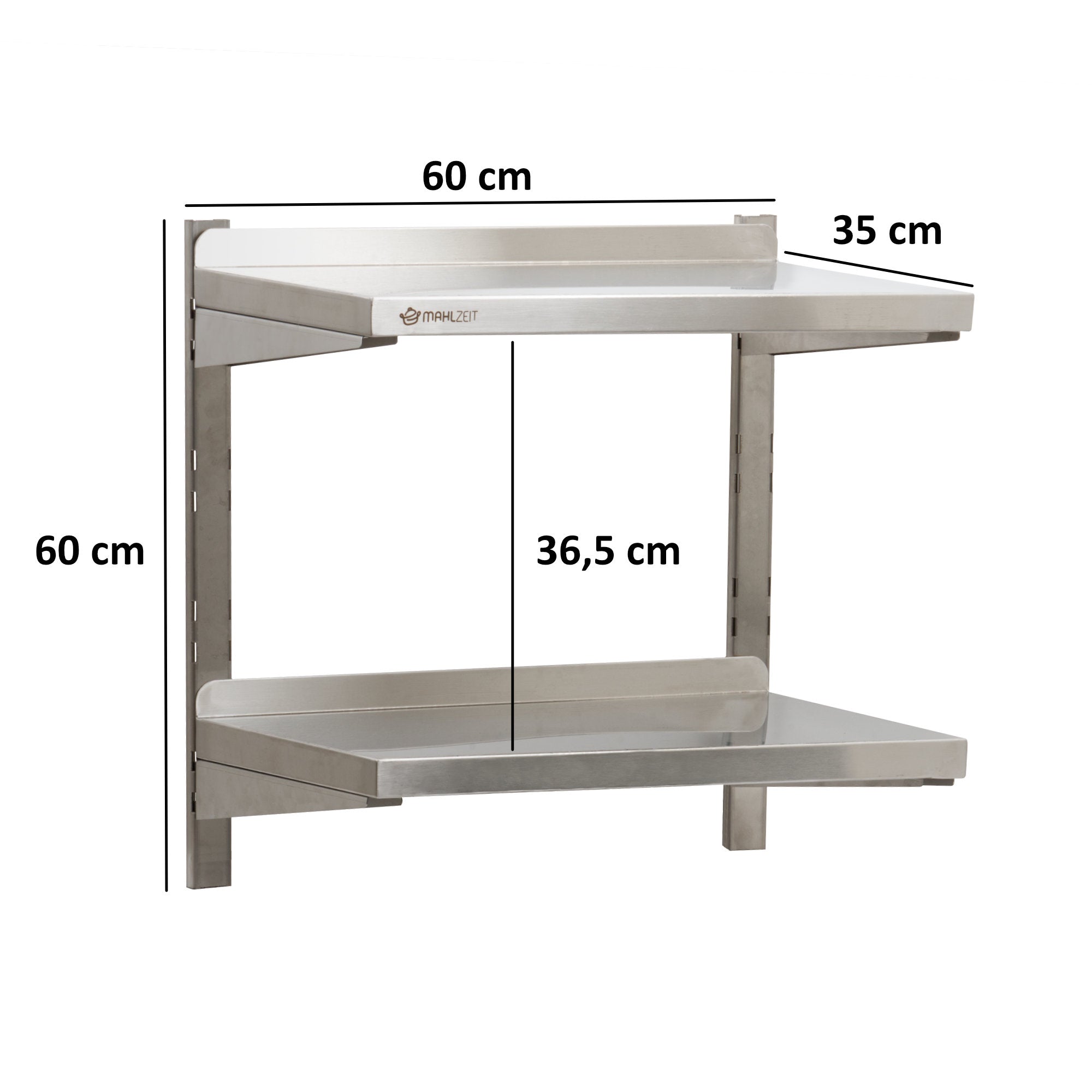 Wall shelf for commercial use, stainless steel, load capacity up to 50 kg