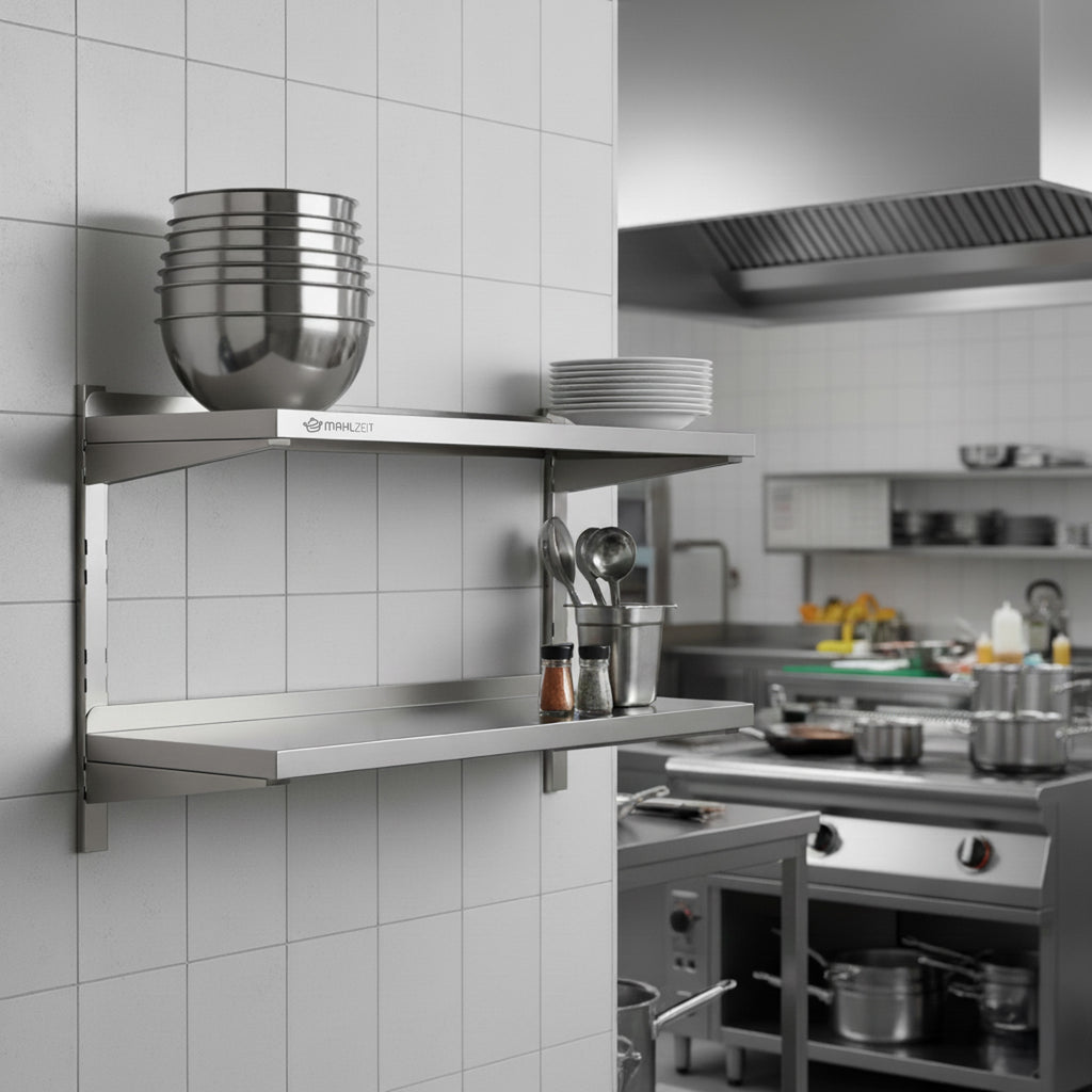 Wall shelf for commercial use, stainless steel, load capacity up to 50 kg