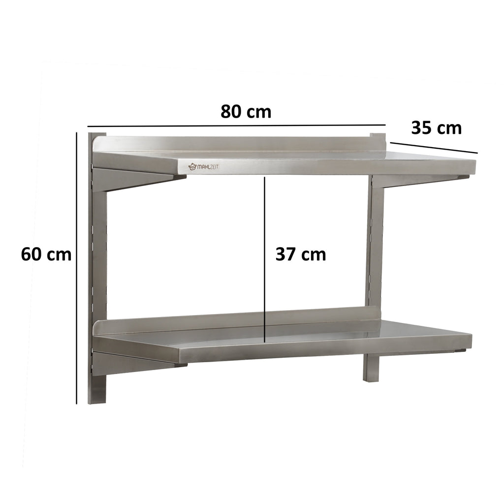 Wall shelf for commercial use, stainless steel, load capacity up to 50 kg