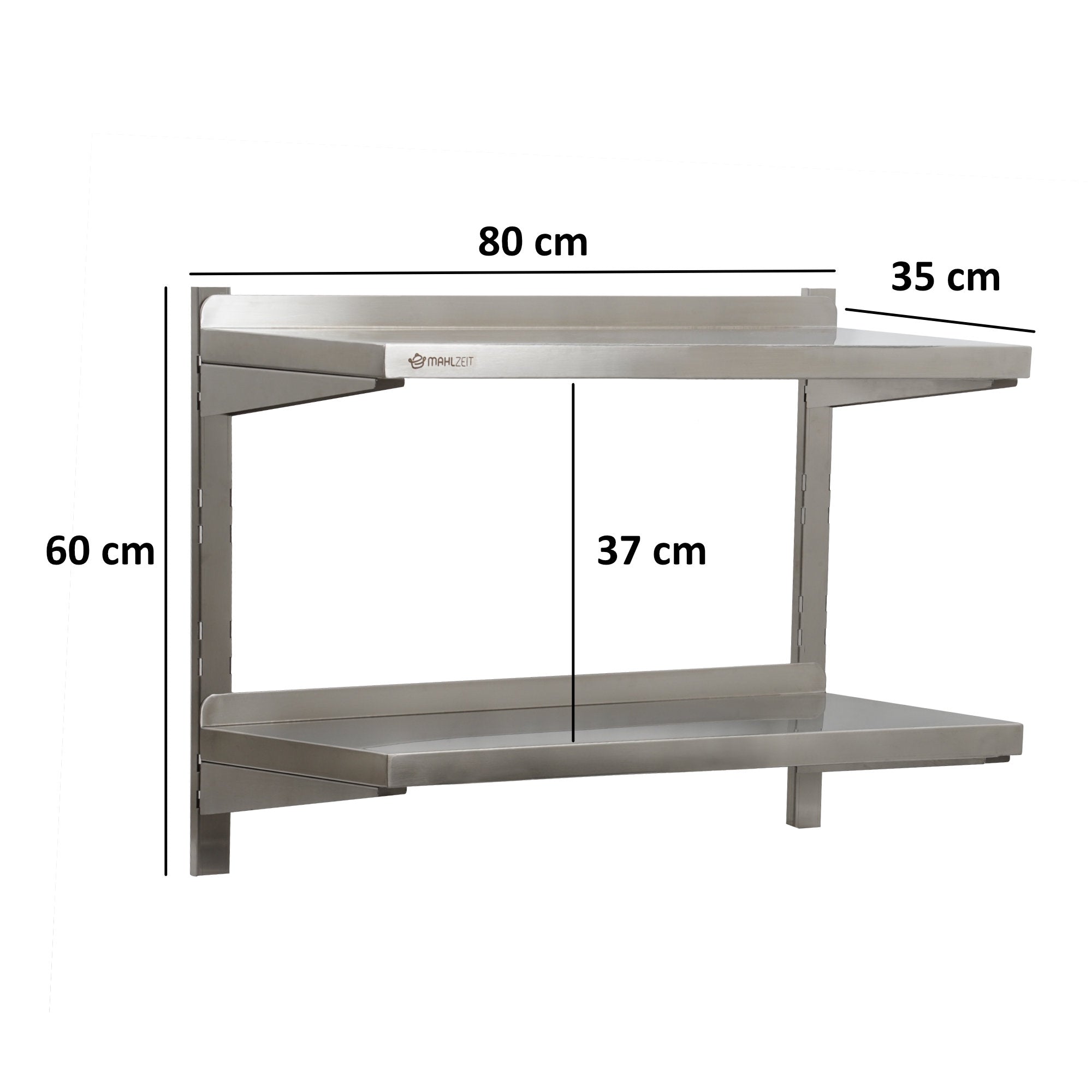 Wall shelf for commercial use, stainless steel, load capacity up to 50 kg