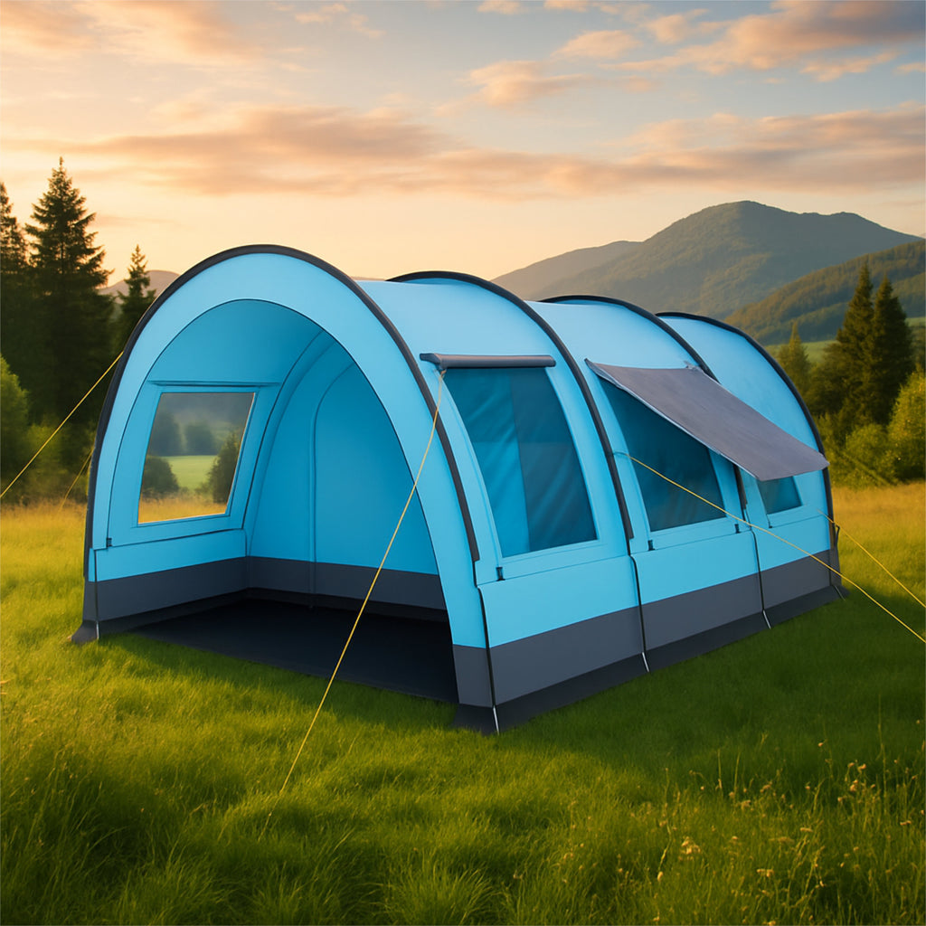 Tunnel tent "Relax4", 4 persons, light blue/grey