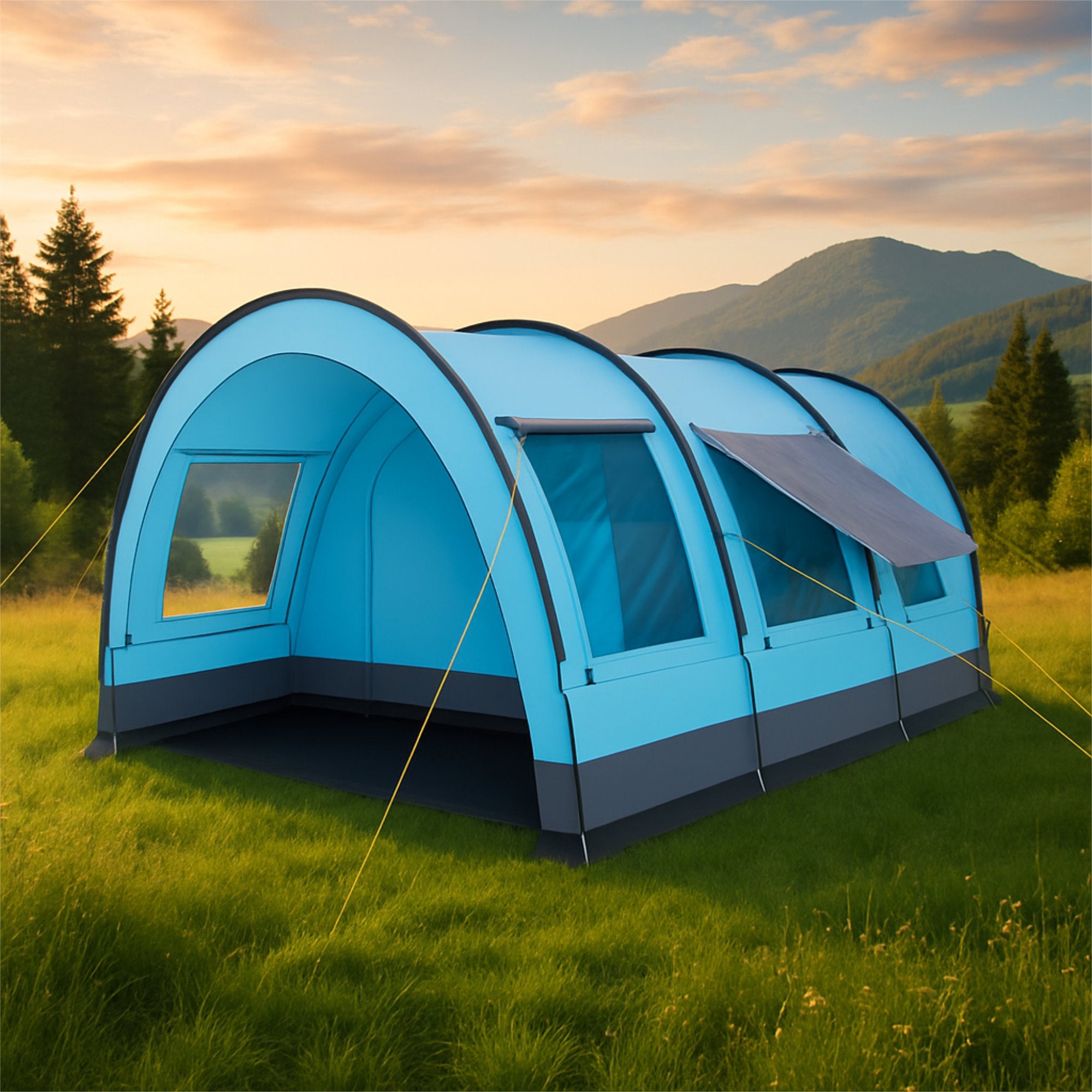 Tunnel tent "Relax4", 4 persons, light blue/grey