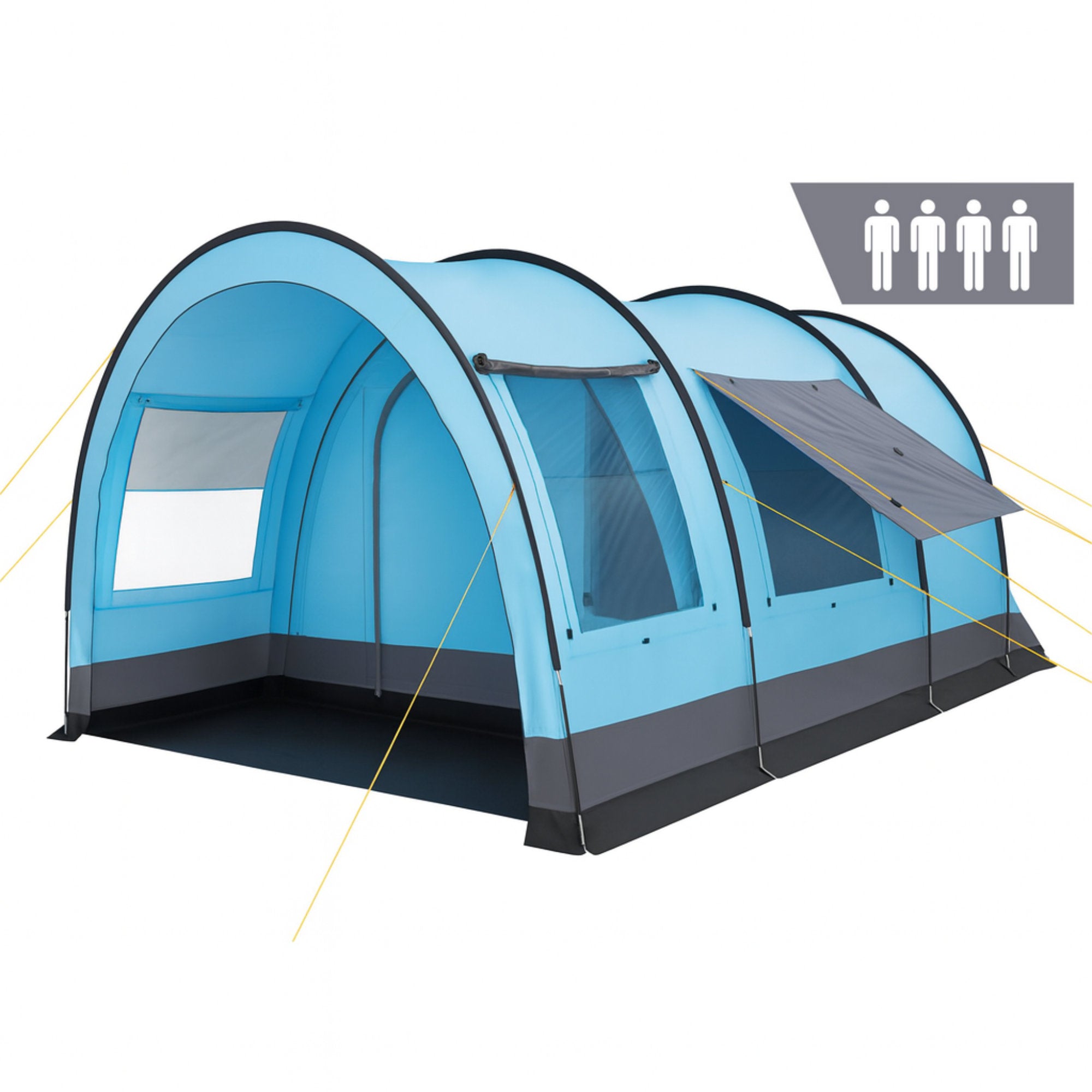 Tunnel tent "Relax4", 4 persons, light blue/grey