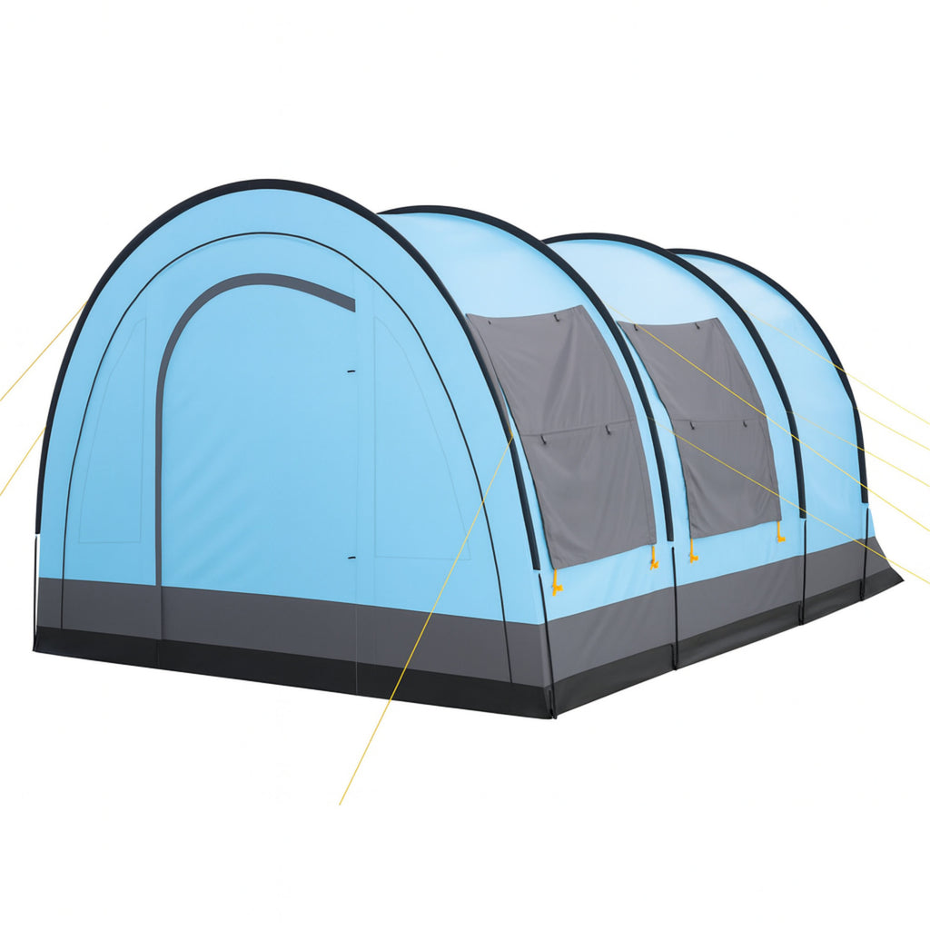Tunnel tent "Relax4", 4 persons, light blue/grey