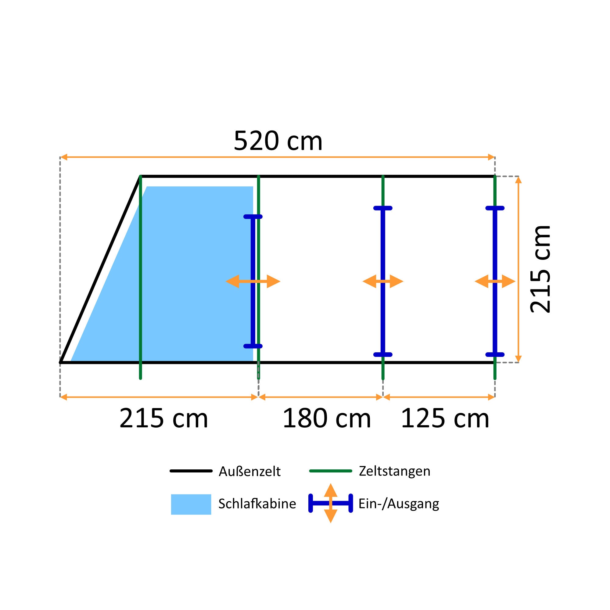 Tunnel tent "Relax4", 4 persons, light blue/grey