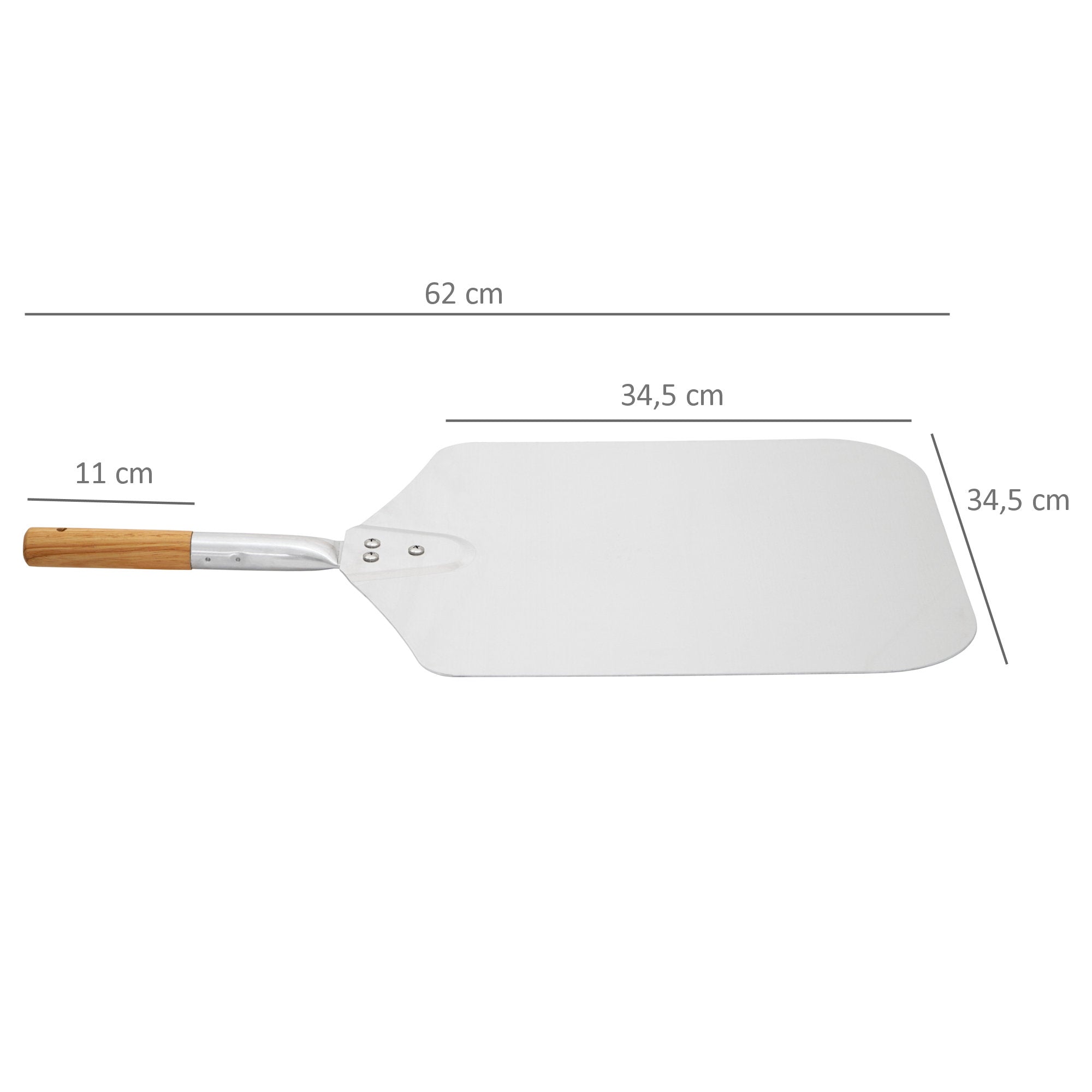 Accessoires à pizza en acier inoxydable, comprenant thermomètre, pierre à pizza et pelle.