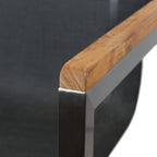 Garden chair, stainless steel, nylon fabric, teak wood armrests