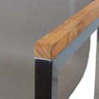 Garden chair, stainless steel, nylon fabric, teak wood armrests