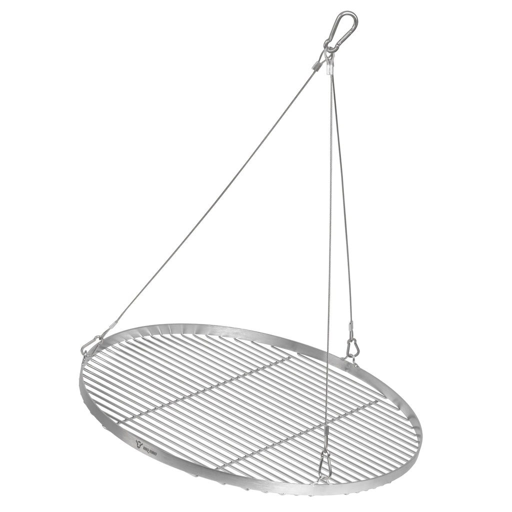 Grille de barbecue ronde en acier inoxydable avec suspension par corde