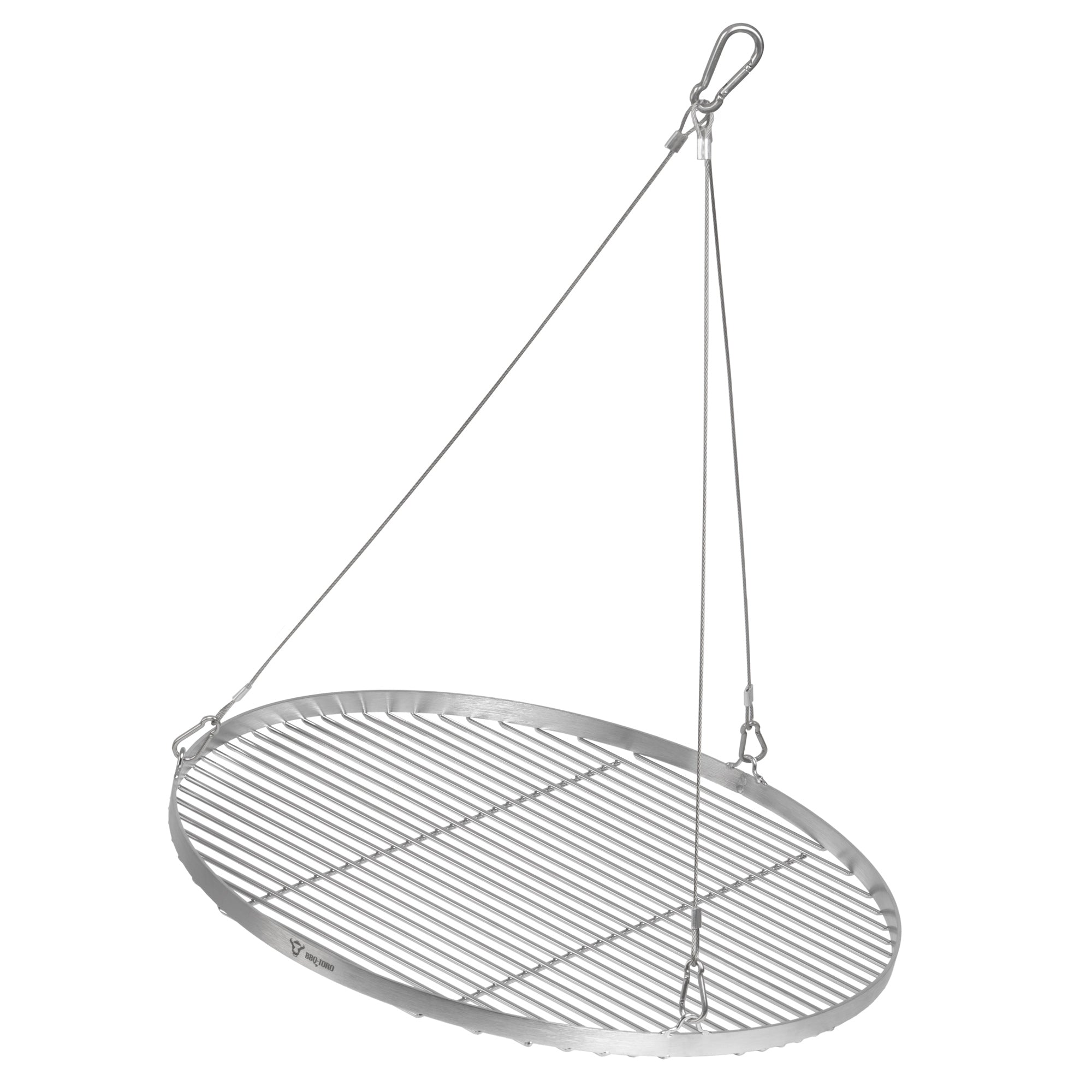 Grille de barbecue ronde en acier inoxydable avec suspension par corde