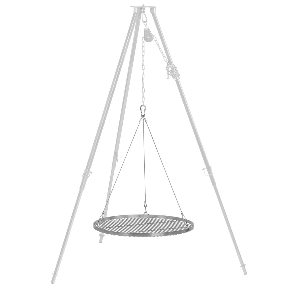 Grille de barbecue ronde en acier inoxydable avec suspension par corde