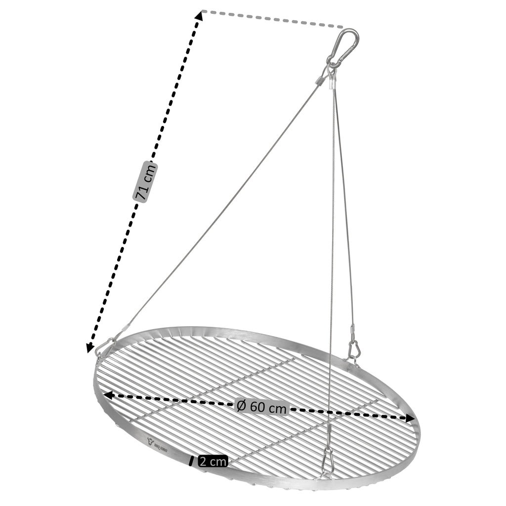 Dreibein Grill, 119 - 184 cm, verzinktes Eisen, inkl. Grillrost