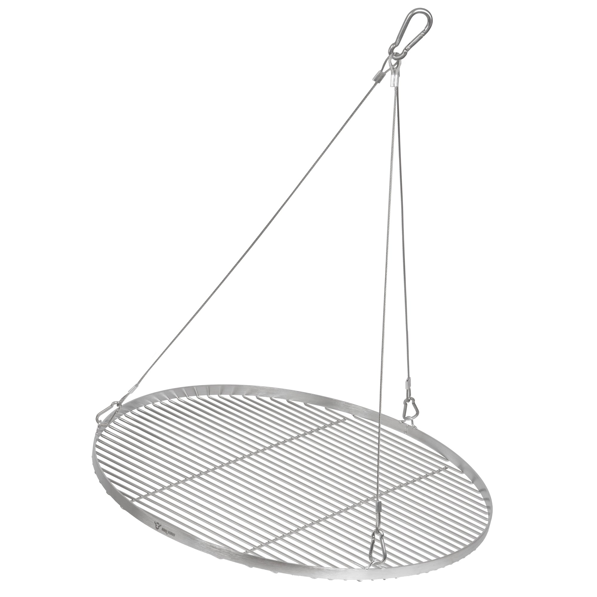 Grille de barbecue ronde en acier inoxydable avec suspension par corde