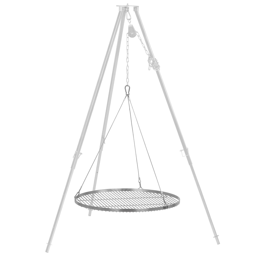 Grille de barbecue ronde en acier inoxydable avec suspension par corde
