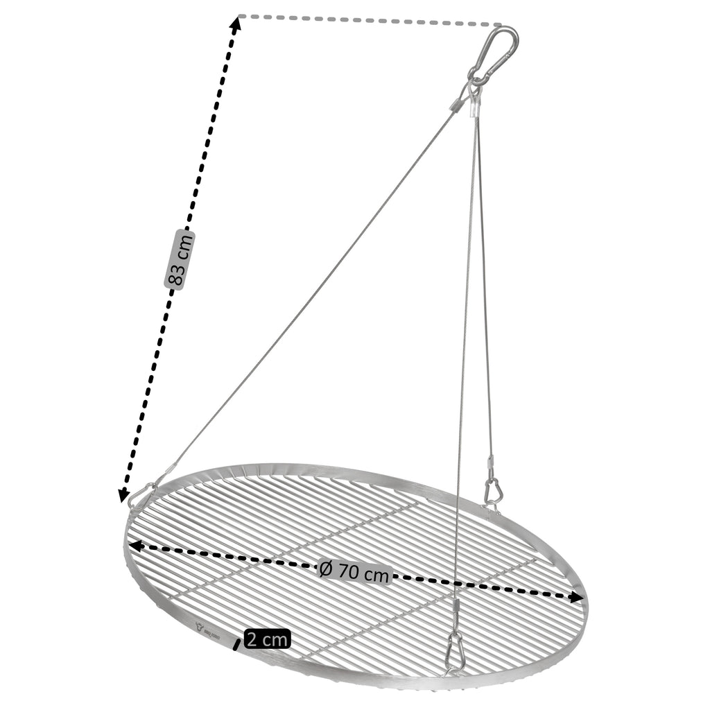 Dreibein Grill, 119 - 184 cm, Edelstahl, inkl. Grillrost