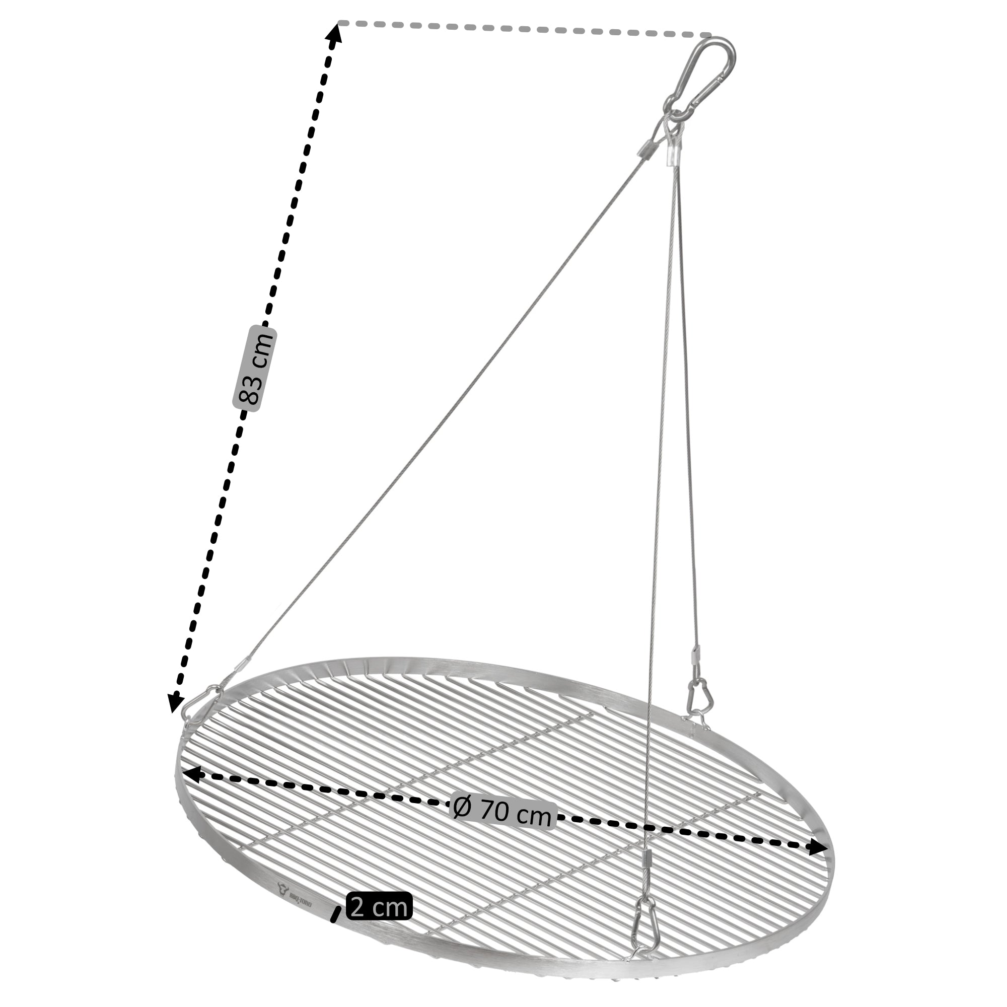 Dreibein Grill, 119 - 184 cm, Edelstahl, inkl. Grillrost