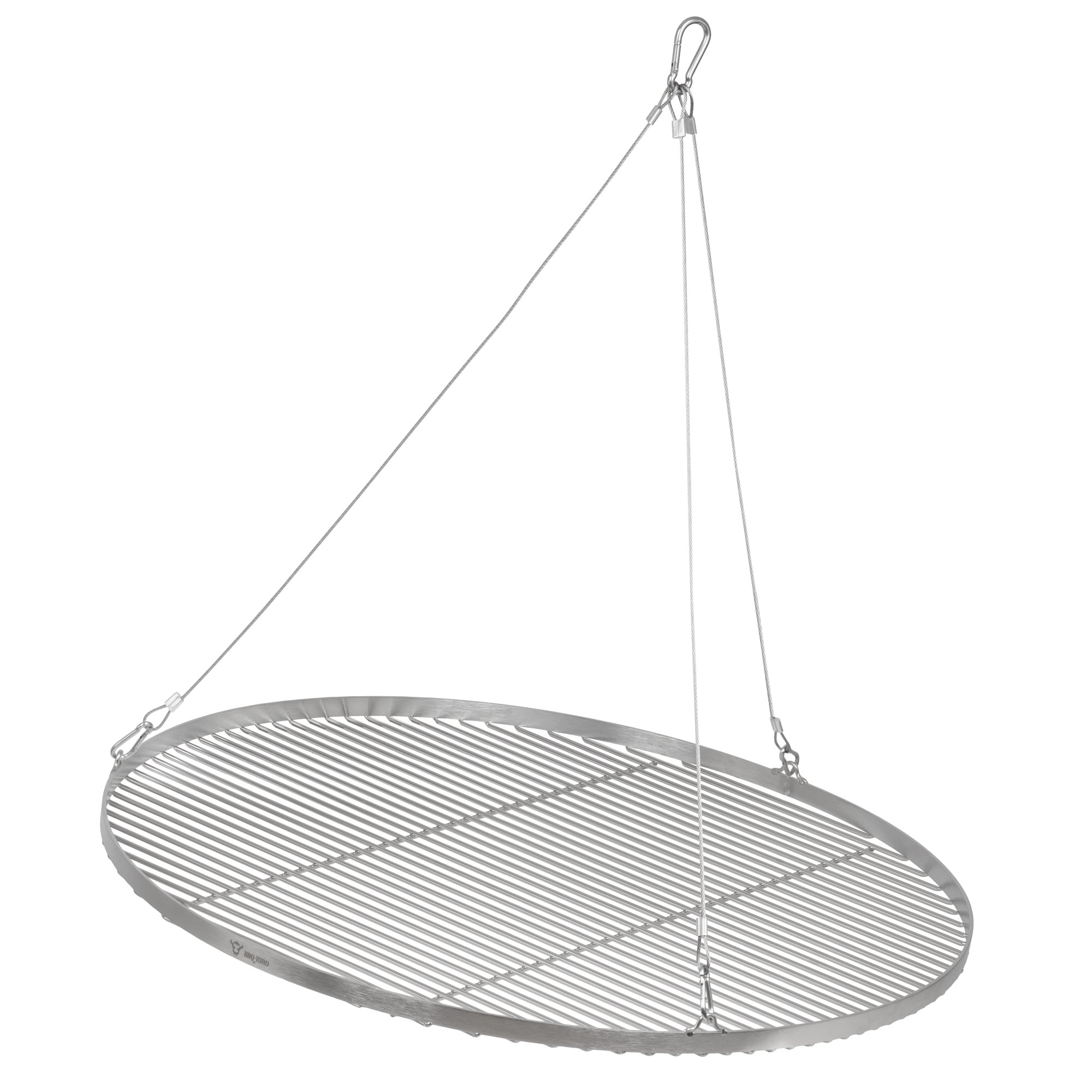 Grille de barbecue ronde en acier inoxydable avec suspension par corde