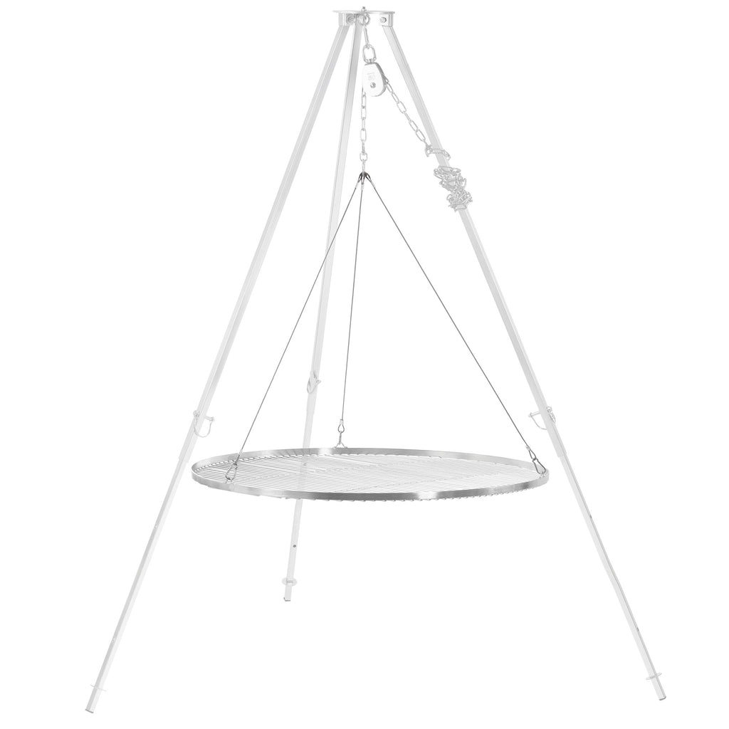 Grille de barbecue ronde en acier inoxydable avec suspension par corde