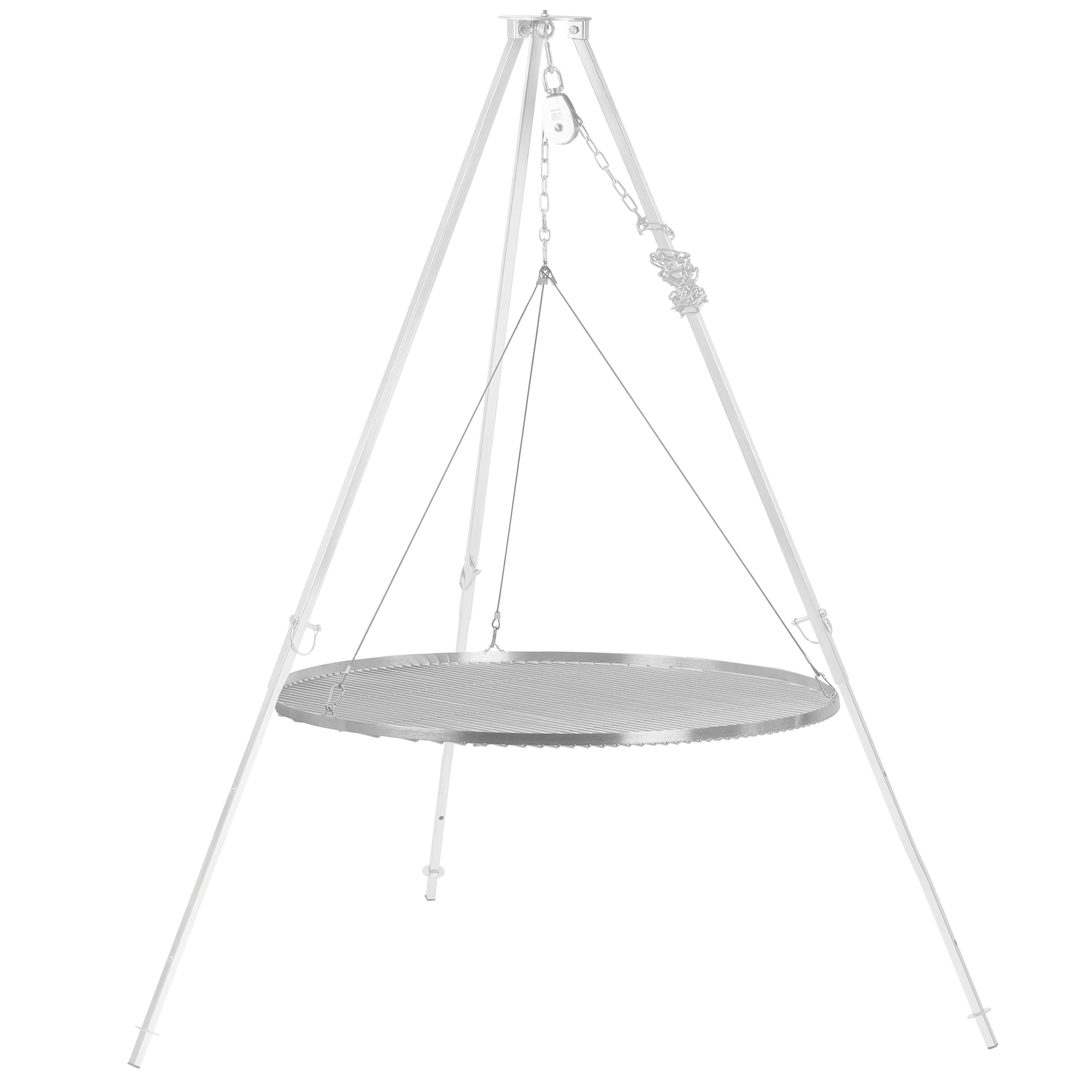 Grille de barbecue ronde en acier inoxydable avec suspension par corde