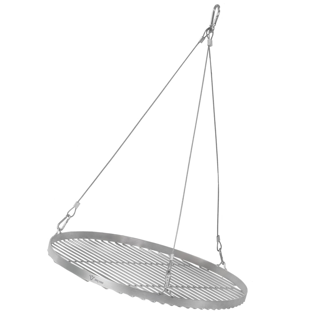 Grille de barbecue ronde en acier inoxydable avec suspension par corde