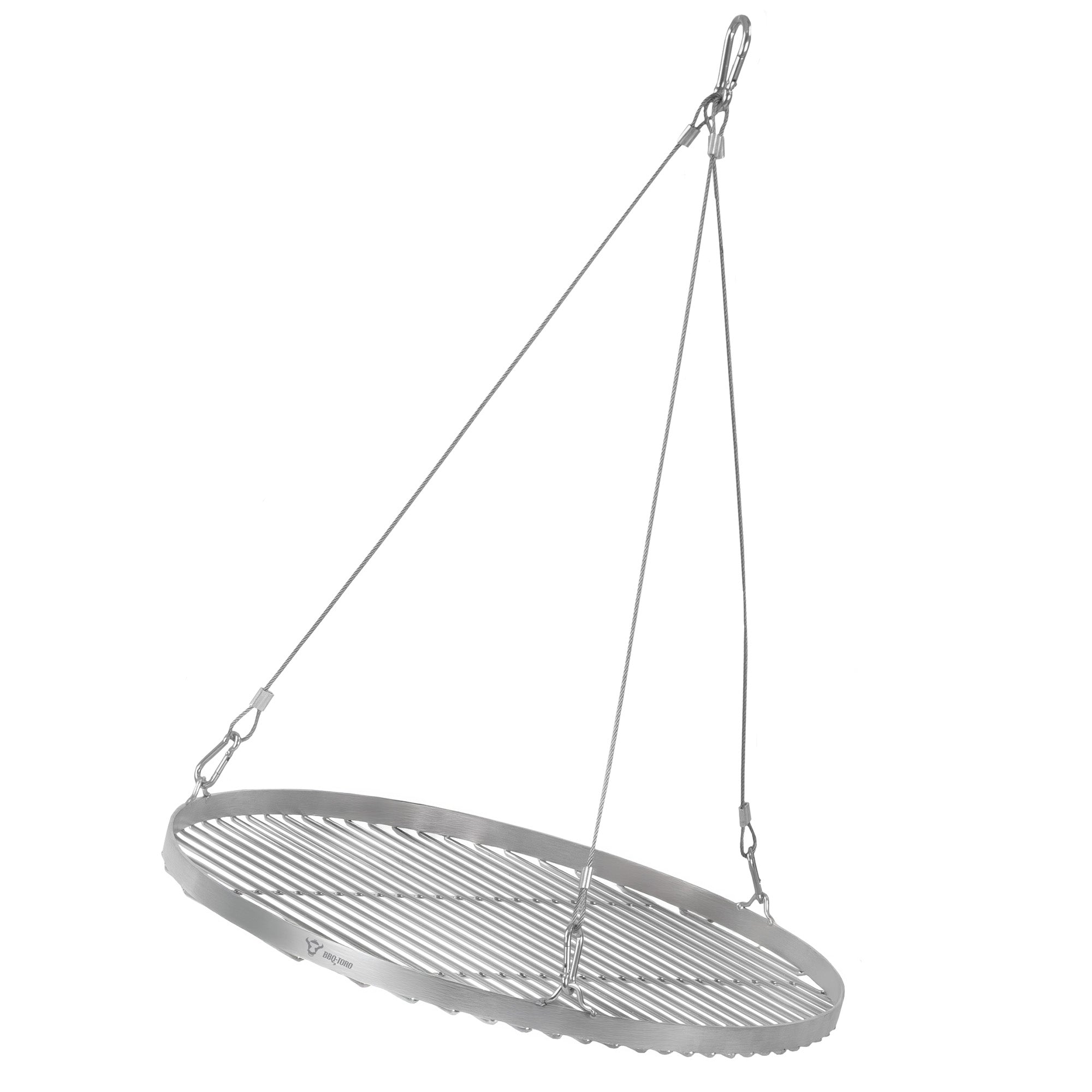 Grille de barbecue ronde en acier inoxydable avec suspension par corde
