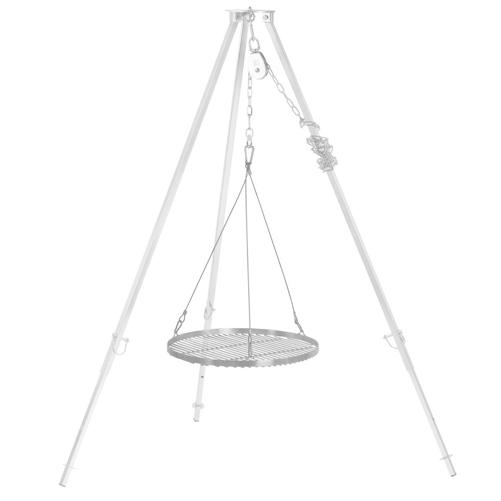 Grille de barbecue ronde en acier inoxydable avec suspension par corde