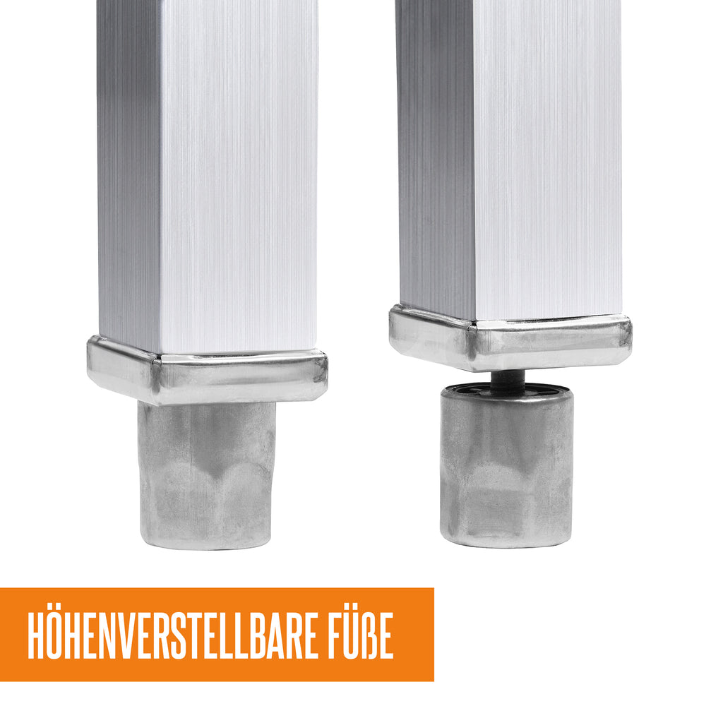 Table en acier inoxydable, système de pliage inclus