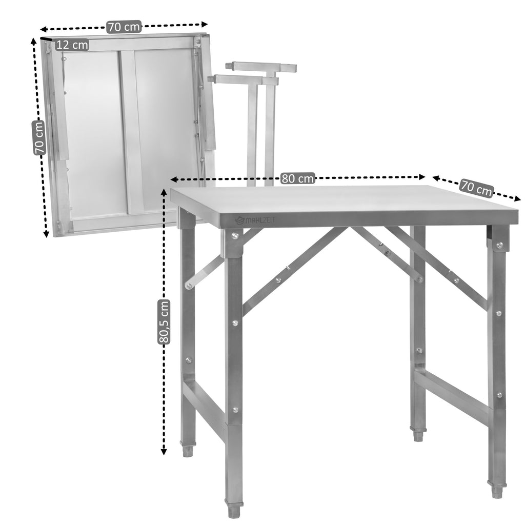Stainless steel table, foldable