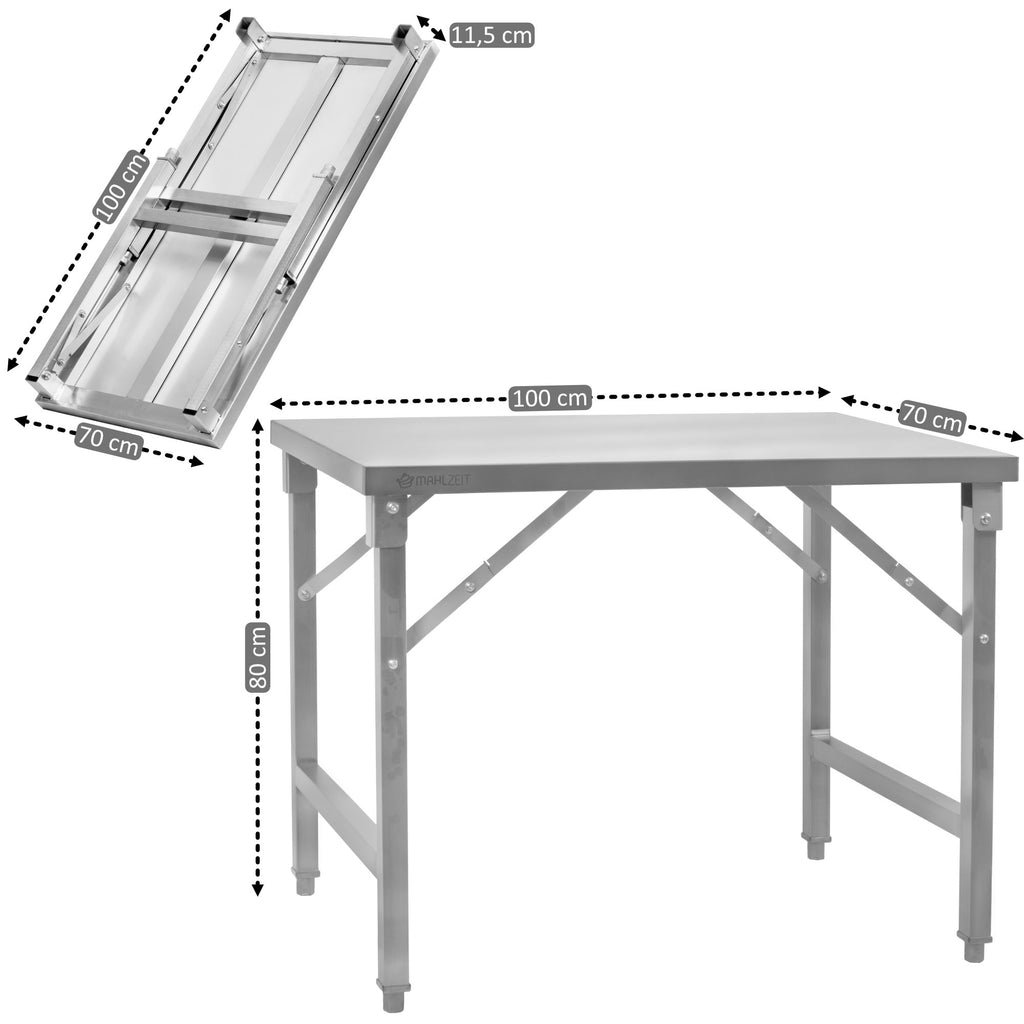 Stainless steel table, foldable