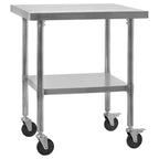 Table en acier inoxydable avec roulettes