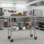 Table en acier inoxydable avec roulettes